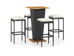 Conjunto 5 de muebles de bar de jardín VIDAXL y cojines ratán PE negro
