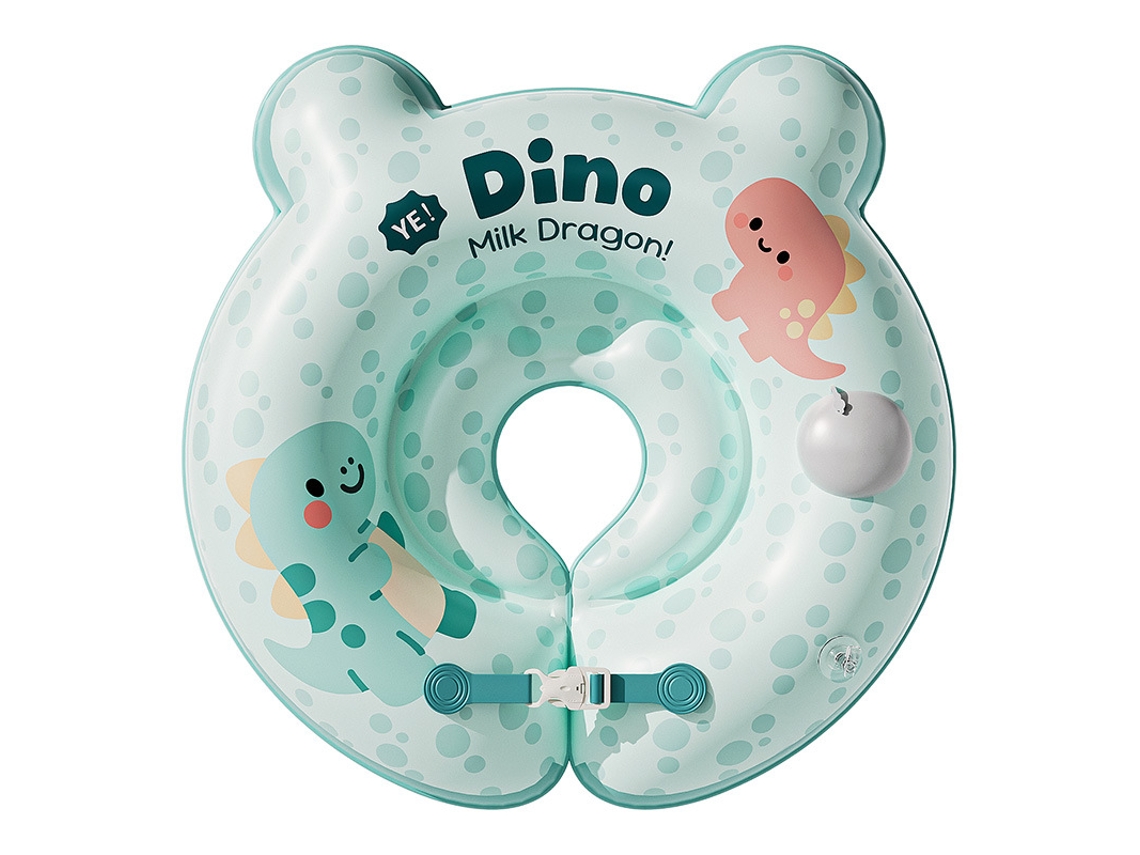 Flotador De Cuello Para Bebé, Se Infla Presionando, Con Doble Hebilla De Seguridad Para Bebés De 6 A 12 Meses (dinosaurio). Digitallab