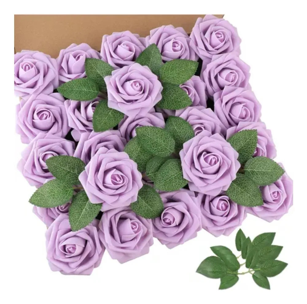 Nuevas flores artificiales rosas rojo oscuro, 25 piezas, vayotoy