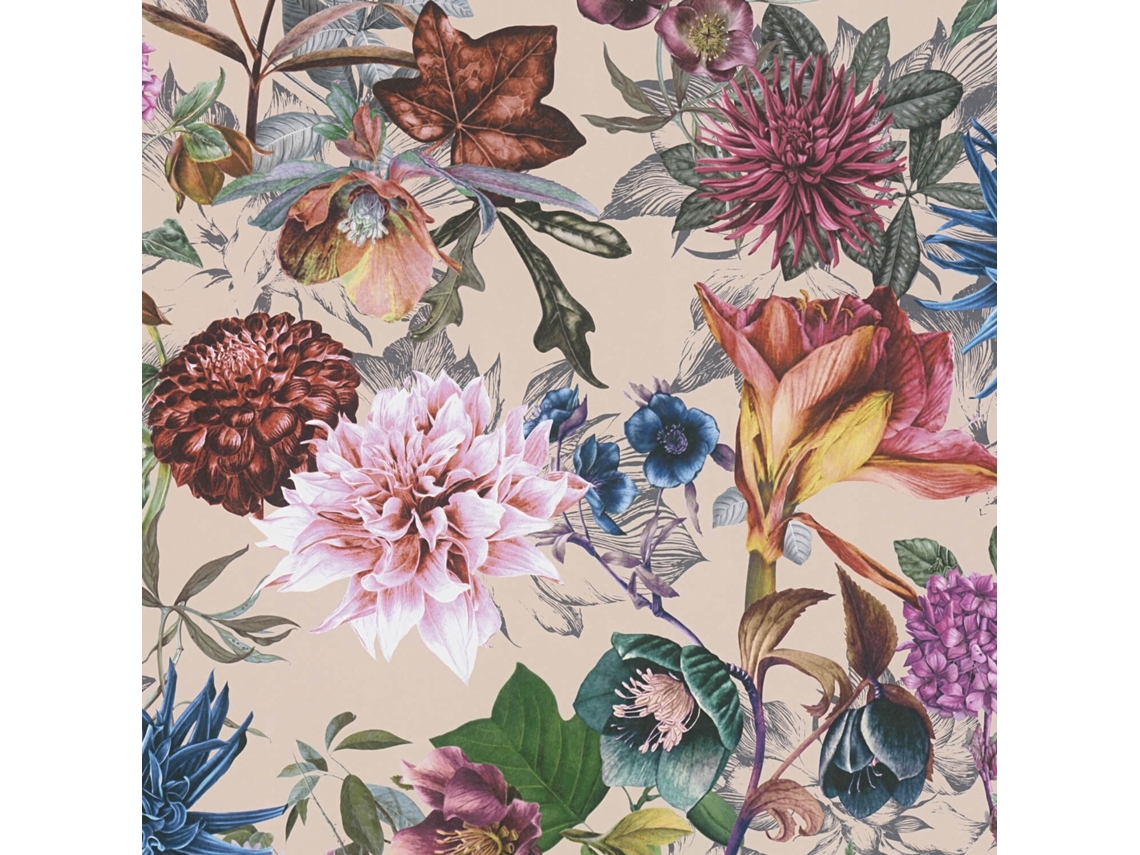 381755 Gu Papel De Pared Con Flores Liso Mate 5,33 M2 Profhome