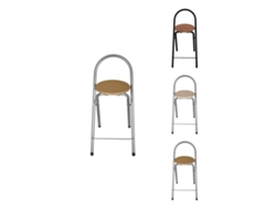 Taburete Plegable 80x40x45 Cm - Elegante Y Duradero En Negro Y Plata Con Reposapiés, Ideal Para Cocina Plata Pack 2 Uds