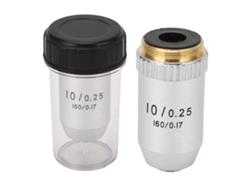 Lente Objetivo Acromática 10x Para Microscopio Con Interfaz Rms, Latón Cromado.