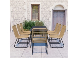 Conjunto De 9 Piezas De Jantar Para Exterior Vime Pe E Vidro Dkd Home Decor
