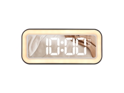 Reloj Digital De 5,7 Pulgadas Con Alarma, Superficie De Espejo, Ajuste De Brillo Led, Función De Repetición De Alarma Y Temporizador De 12/24 Horas.