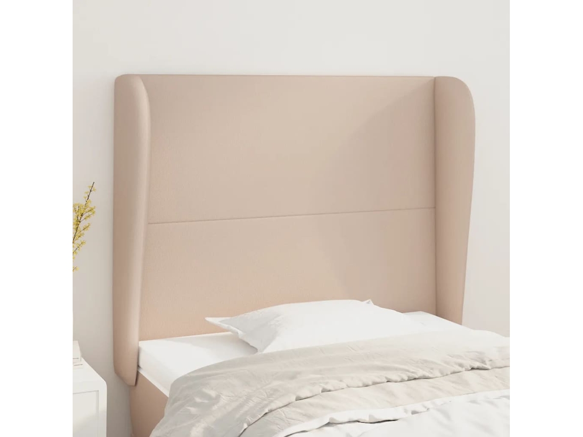 Cabecero Con Orejas Cuero Sintético Capuchino 103x23x118/128 Cm