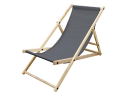 Silla De Playa Ecd Germany Antracita Madera De Pino Tejido Impermeable Carga Hasta 120kg