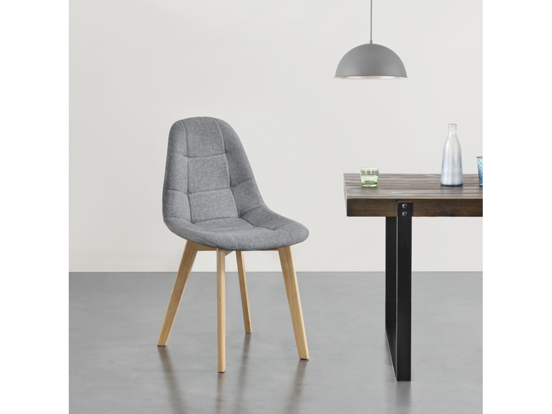 Conjunto de Cadeiras de Jantar [EN.CASA] Kopparberg Cinzento claro (Faia, 100 % poliéster - 86 x 53 x 47 cm)