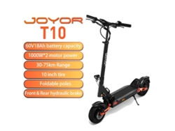 Patinete Eléctrico Plegable Joyor T10, Doble Motor De 1000 W, Batería De 60 V Y 18 Ah, Autonomía De 30-75 Km, Neumáticos Todoterreno De 10", Suspensió