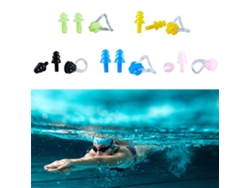Conjunto de protectores de silicona impermeables para orejas y nariz para natación.