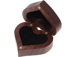 Anillos Madera Maciza Relieve Corazón Negro Compromiso Almacenamiento Compacto Joyas Regalo Valentín Caja Boda