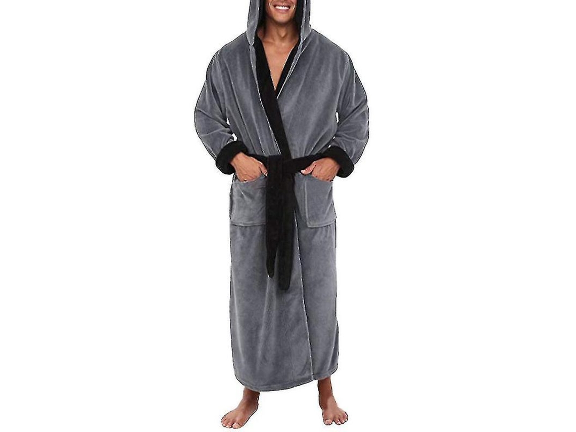Traje De Baño Largo De Felpa Para Hombre Con Capucha Y Camisón