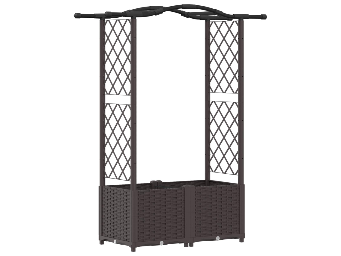 Vidaxl Cama Elevada Con Trellis Y Techo Marrón 125 X 40 X 138 Cm Pp