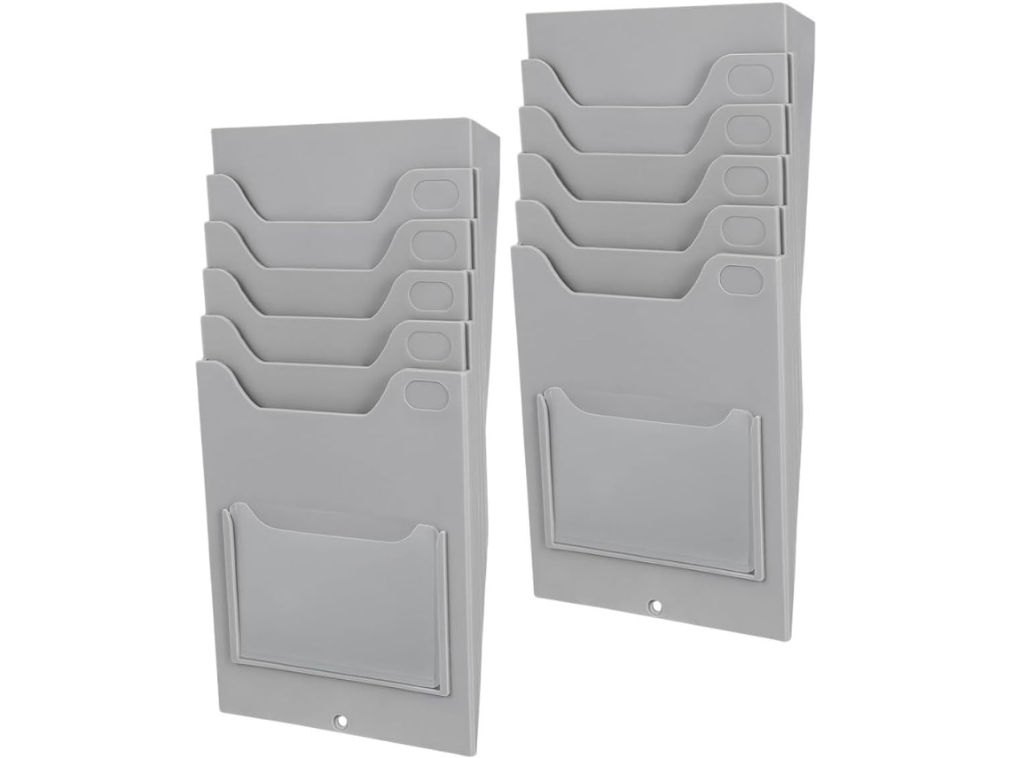 Juego De 2 Tarjeteros De Pared Con 5 Ranuras, Bolsillo Multifuncional Fabricado En Plástico Resistente.