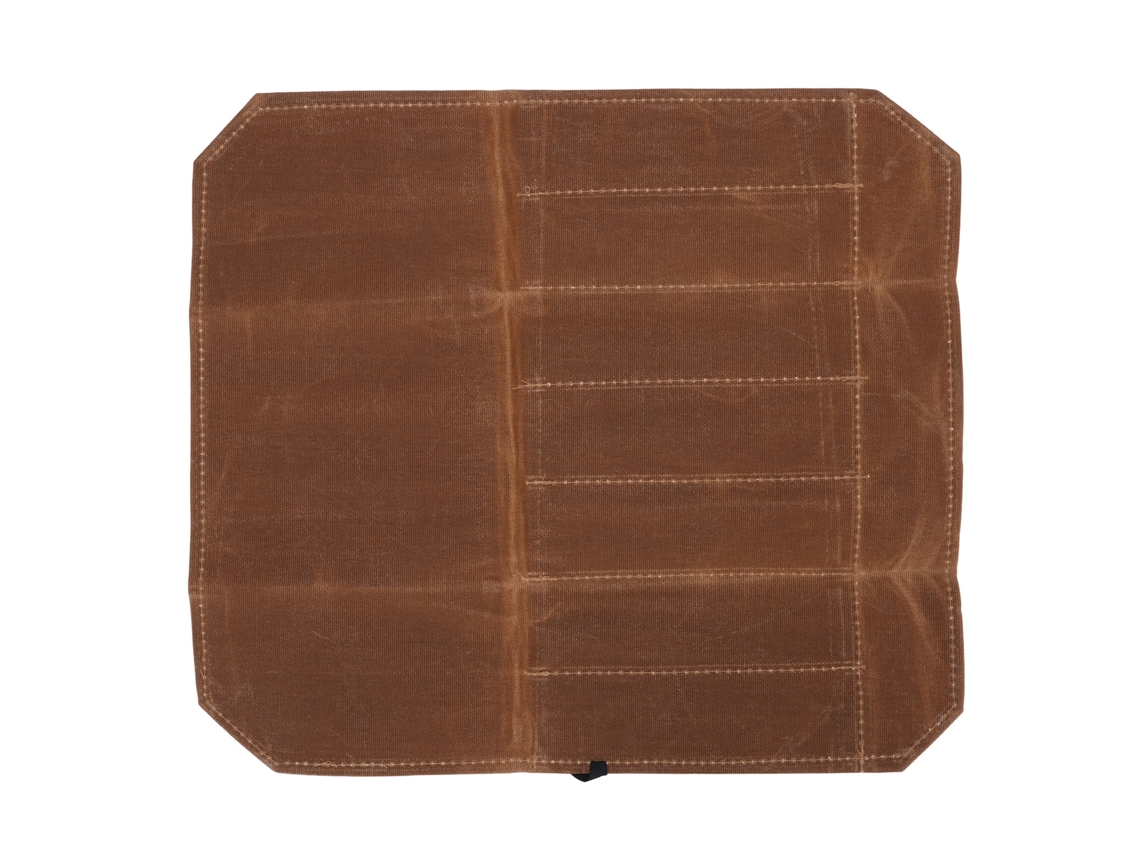 Estuche para cubiertos de lona encerada húmeda, 7 compartimentos, portátil, ideal para acampar y cocinar, color marrón