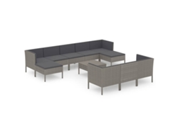 Maison Exclusive - Set De Muebles De Jardín 11 Pzas Y Cojines Ratán Sintético Gris