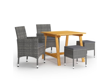 Conjunto 5 Juego de comedor de jardín de VIDAXL gris