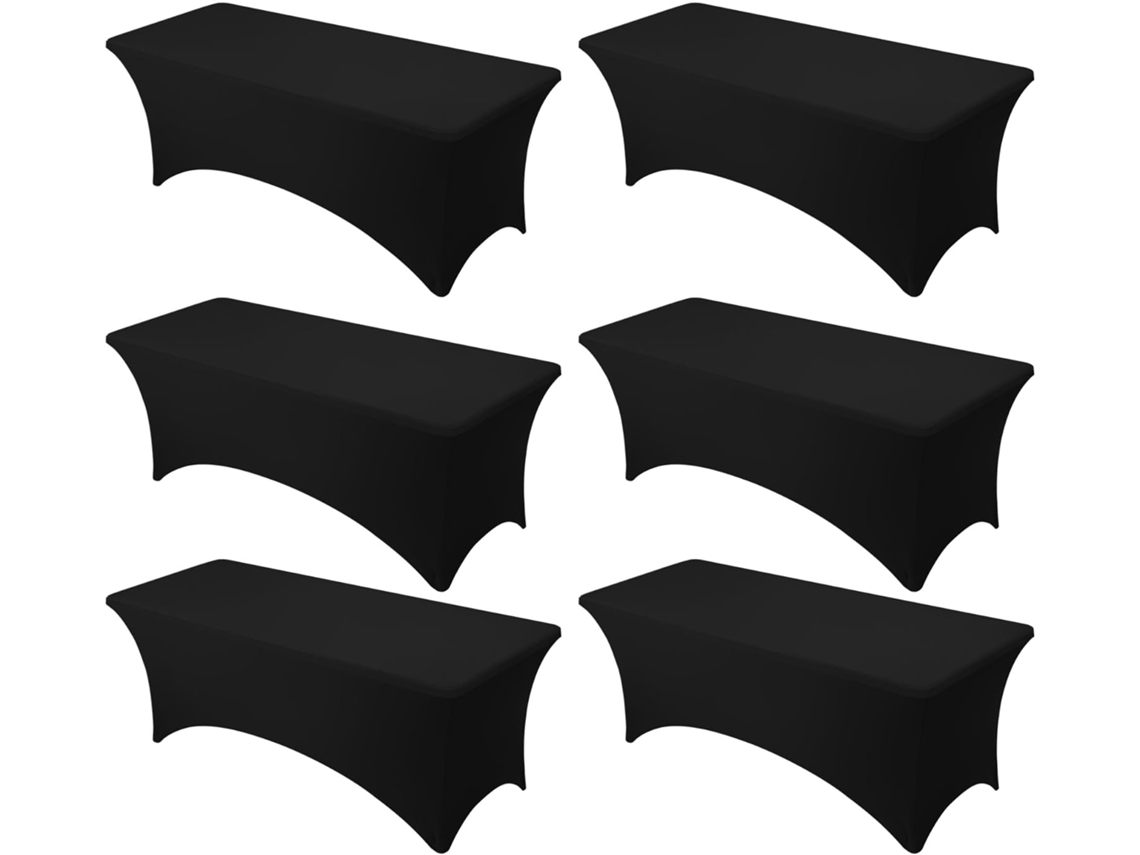 Mantel Rectangular Elástico De Spandex Para Bodas, Banquetes Y Fiestas (6 Piezas, Negro/122x75x75cm) Gertiz