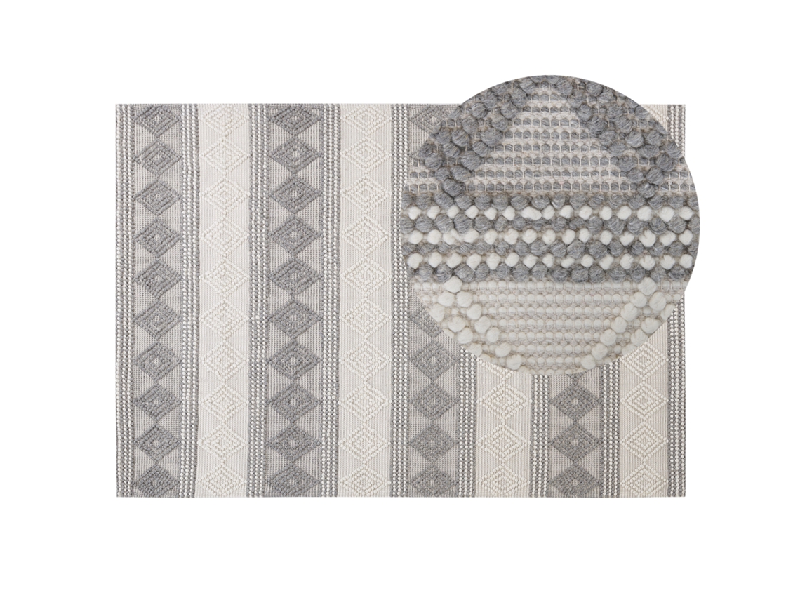 Alfombra de pelo corto BELIANI Bozova de Lana Gris 140x200
