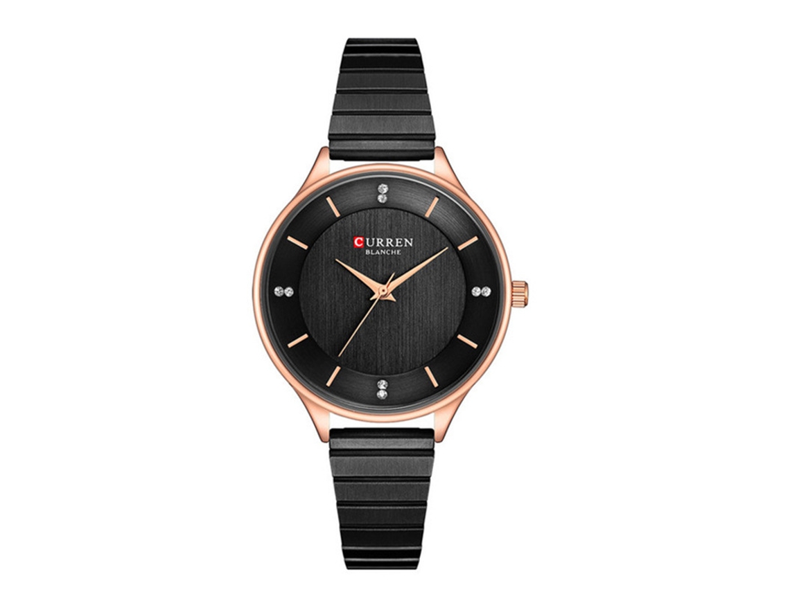Reloj De Pulsera Con Correa De Acero Inoxidable (negro), Elegante Reloj De Cuarzo Resistente Al Agua Para Mujer, Estilo Casual.