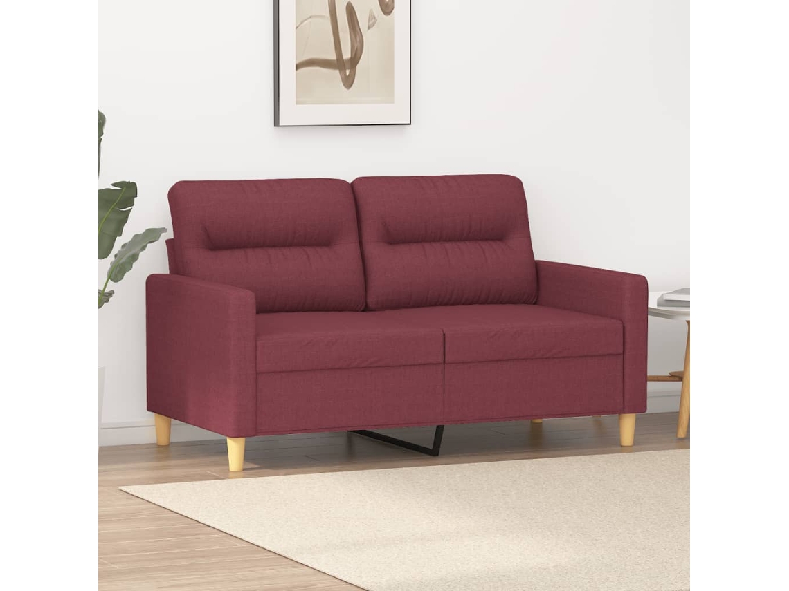 Sofá De 2 Plazas De Tela Rojo Tinto 120 Cm