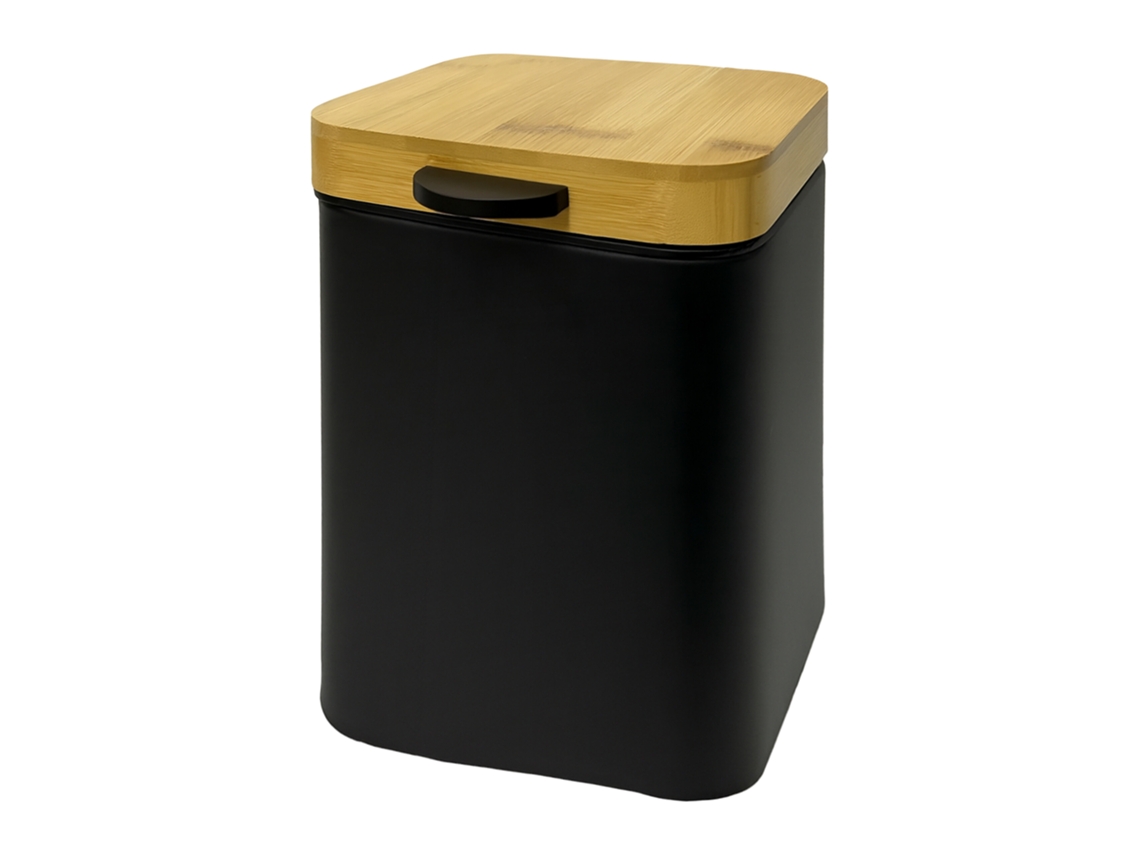Relaxdays Cubo De Basura Cosmético De Pared, 3 L, Cierre Suave, Cubo Interior, Metal, Baño, Negro/natural