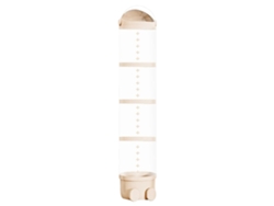 Tubo de almacenamiento, diseño apilable, uso versátil, color beige.