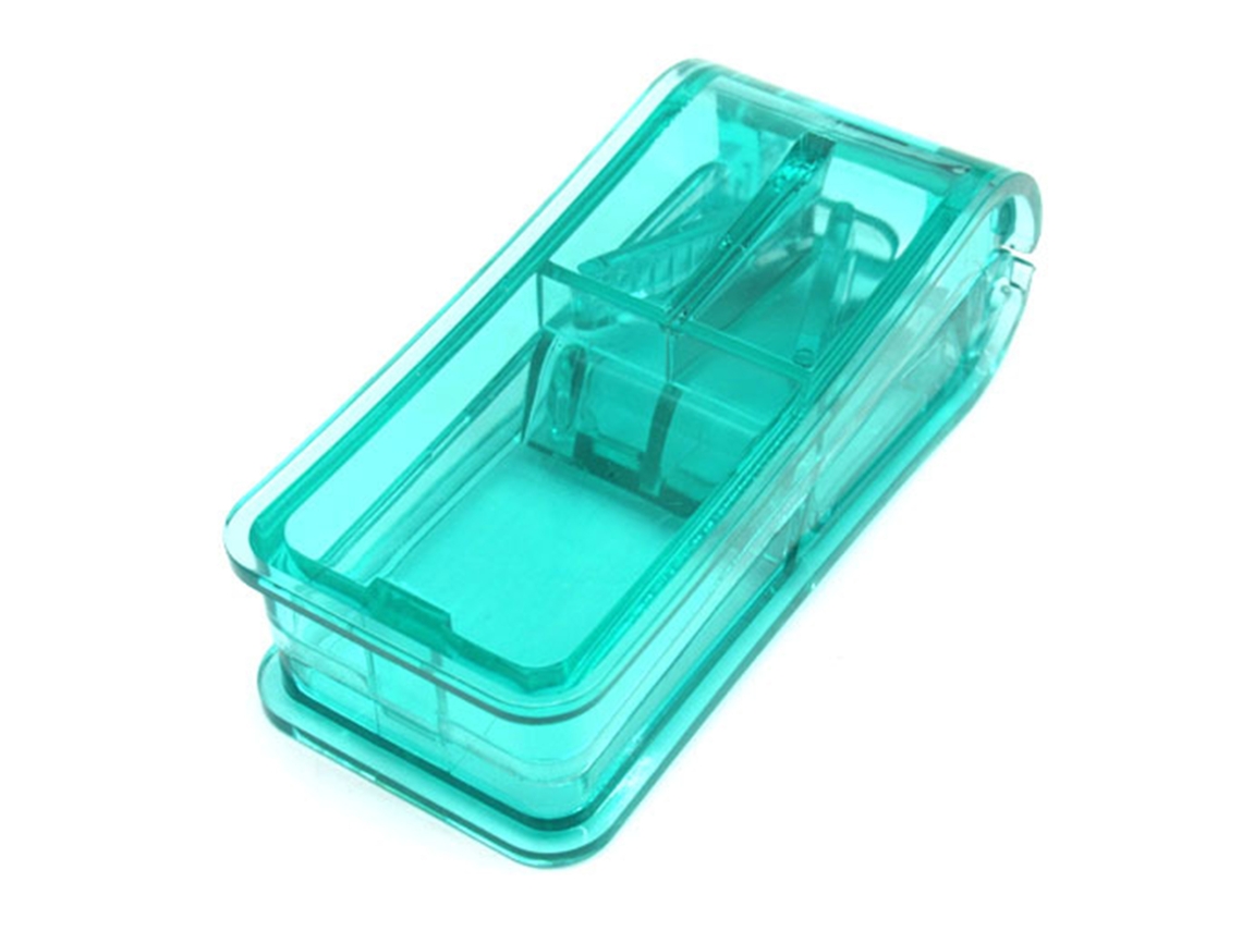Cortador De Tabletas Con Cuchillas De Acero Inoxidable, Protector Y Dispensador Para Tabletas Pequeñas Y Grandes Vitamínas Verde