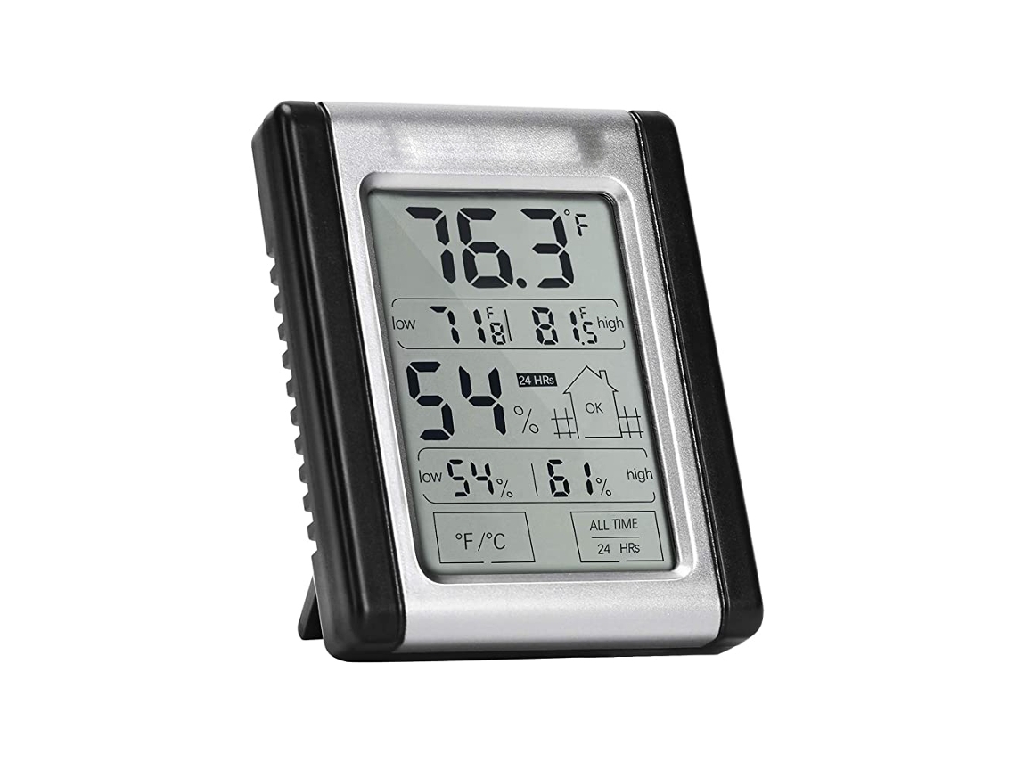 Monitor de temperatura y humedad, termómetro e higrómetro para interiores y exteriores con sensor de alta precisión, pantalla táctil LCD inalámbrica y retroiluminación.