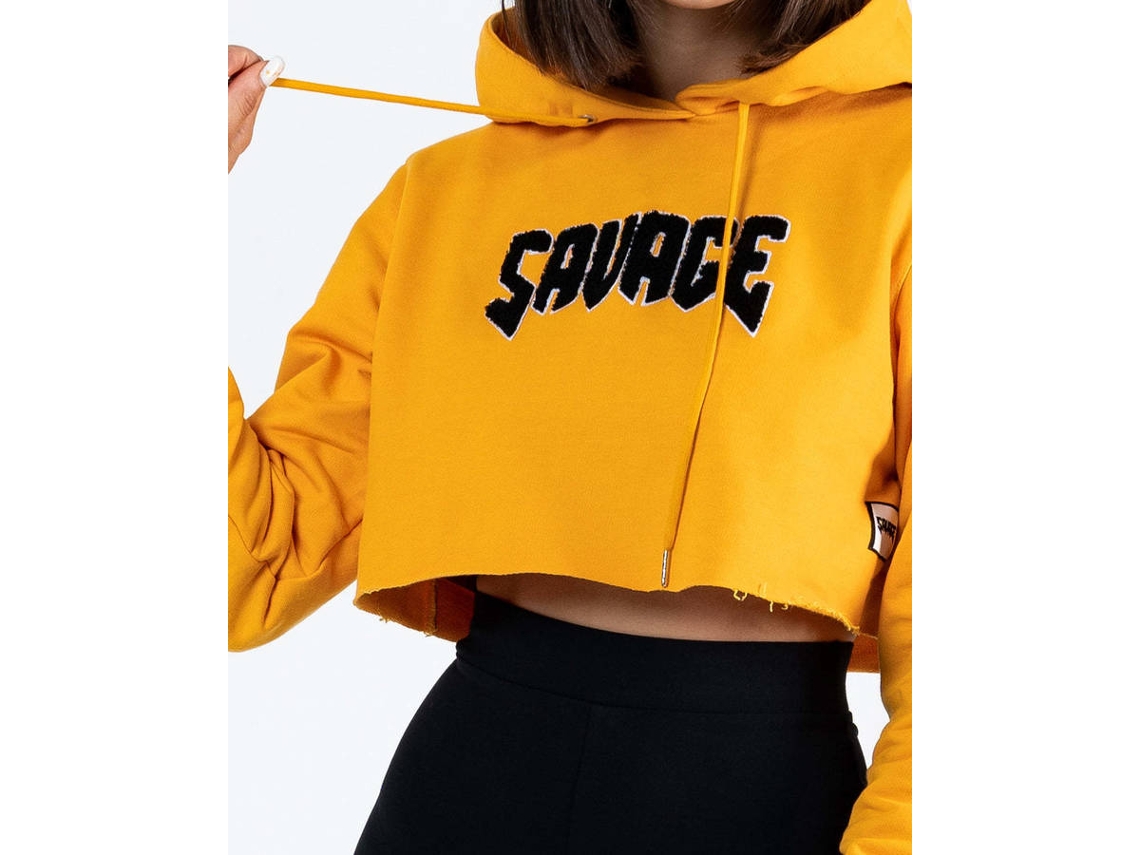 Estribillo Sofocar frijoles Sudadera Básica SAVAGE con Capucha Algodón Mujer (M - Amarillo)