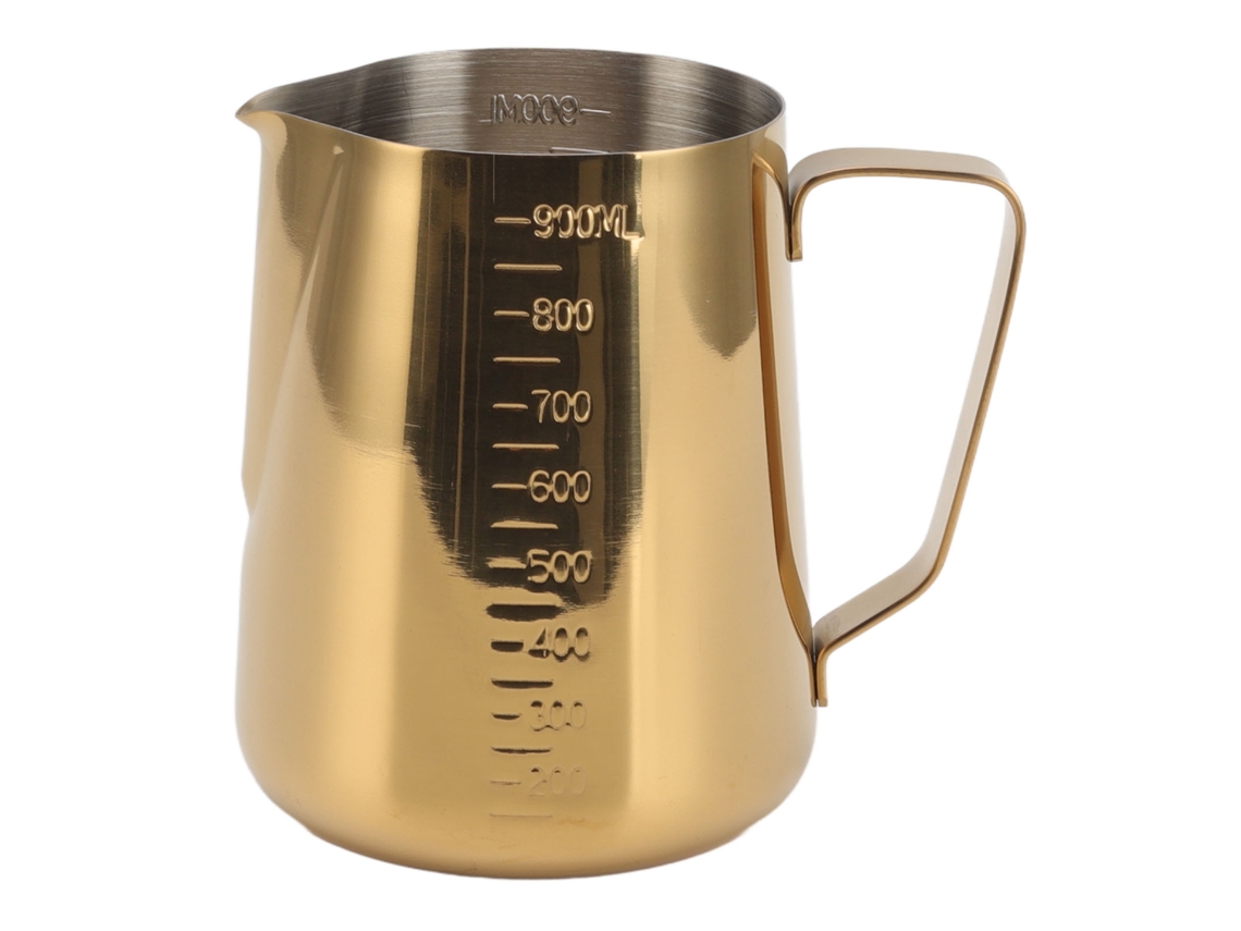 Jarra para espumar leche de acero inoxidable 304, 900 ml, color dorado, para latte art