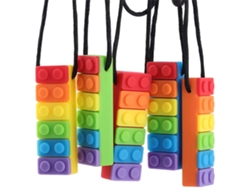 5 Piezas De Collar Para La Dentición Del Bebé, Bloque Arcoíris De Silicona, Juguete Sensorial Masticable Para Niños Con Autismo