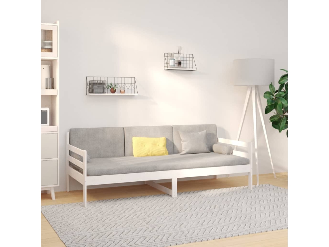 Sofá Cama Sin Colchón Madera Maciza De Pino Blanco 90x190 Cm