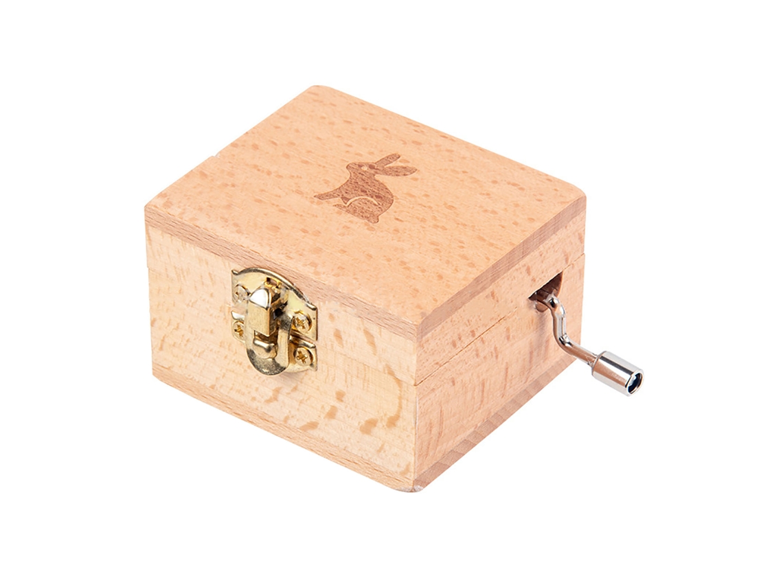 Bonita Cajita De Música Manual De Madera Con Un Diseño Único Para Niños, Niñas Y Conejos.