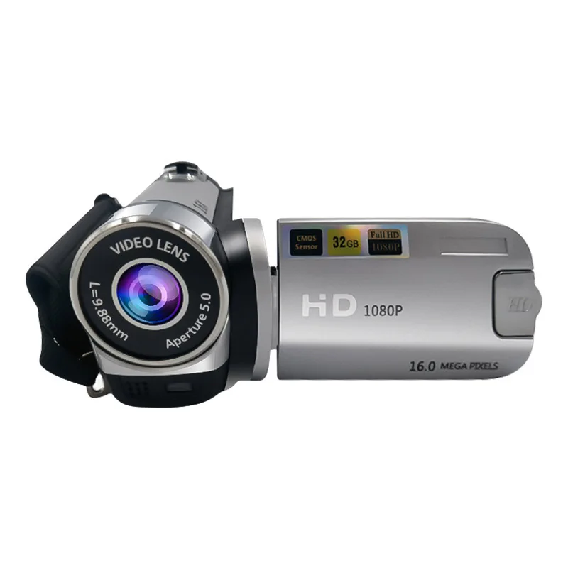 (Plata) Cámara giratoria de 270 grados con lente de 2,4 pulgadas, zoom de 16x, fotos de 1080p