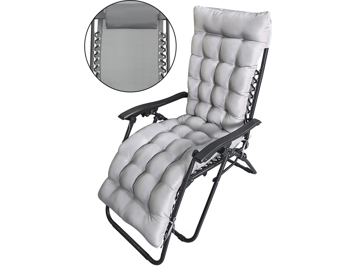 Silla de jardín de gravedad cero "Sintra" con cojín acolchado - Gris