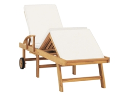 Chaise longue con cojín, madera maciza de teca, color crema, MAISON EXCLUSIVE (sin dimensiones)
