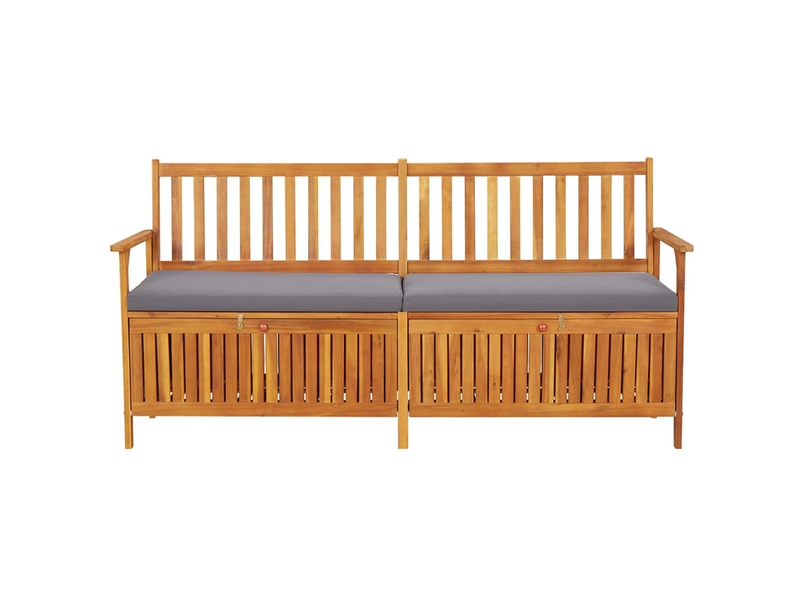 Banco de almacenaje de madera maciza de acacia con cojín Lovely Home de 170 cm