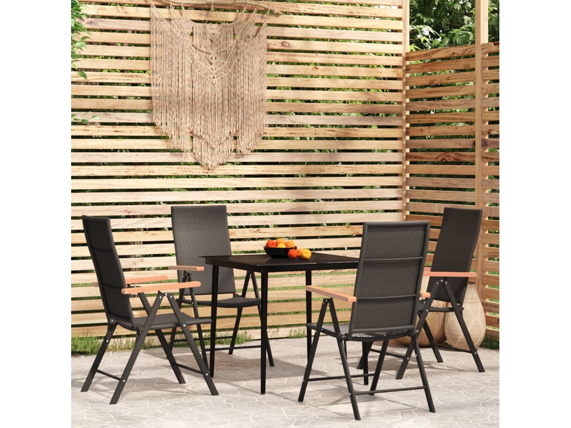 Juego de comedor de jardín de 5 piezas DKD Home Decor en negro