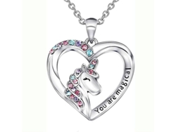 Collar De Unicornio Con Colgante De Corazón De Piedras Brillantes Joyería Regalo Para Niñas Niños Aoy