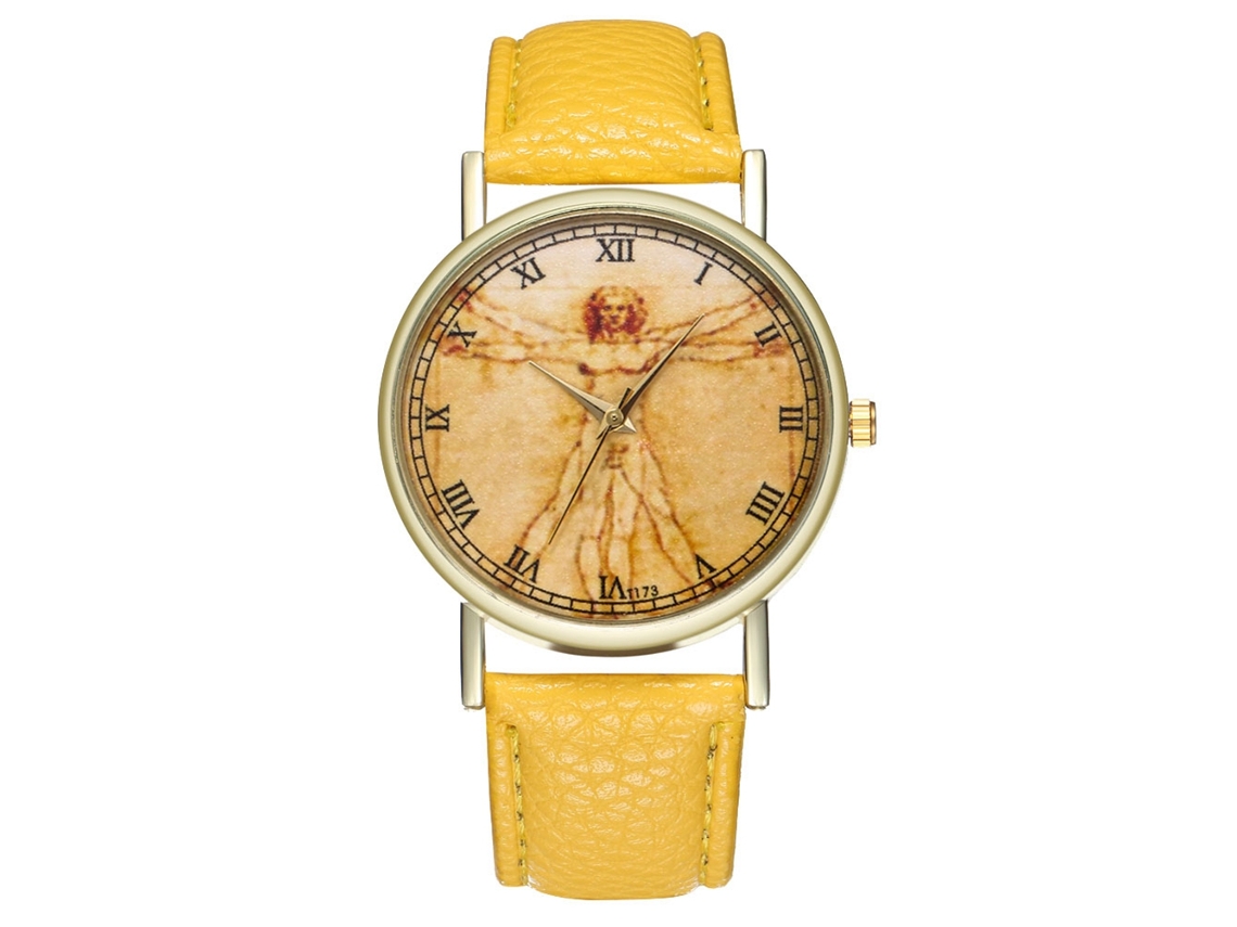Reloj De Pulsera Analógico De Cuarzo Con Dial Redondo Para Hombres Y Mujeres Zhoulianfa Amarillo
