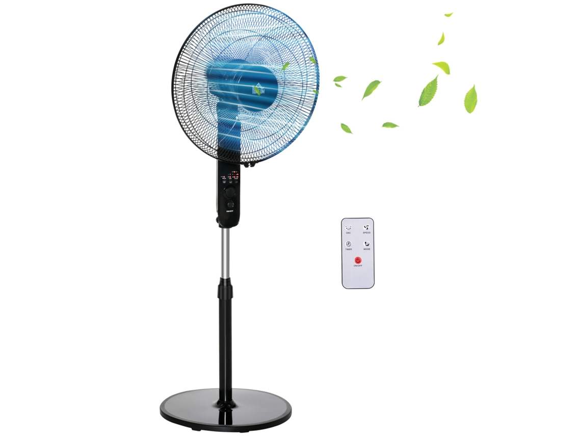 Ventilador De Pie, 45w, Altura Regulable 110-124cm, Mando A Distancia, 3 Velocidades, Oscilación, Temporizador