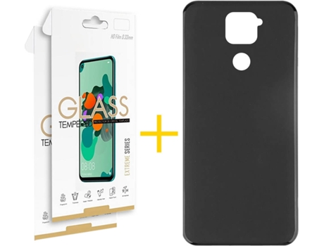 Kit Funda + 2 Protectores de Pantalla Xiaomi Redmi Note 9 SKYHE Liso (Negro)