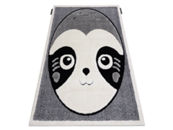 Alfombra Infantil Moderna Joy Panda Para Niños - Estructura Dos Niveles de Vellón Gris/Crema (140 x 190 cm)
