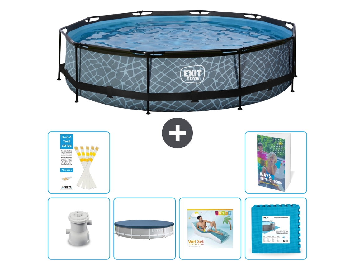 Exit-toys Piscina Exit Redonda - Efeito Pedra - 360x76 Cm - 7-peças S303
