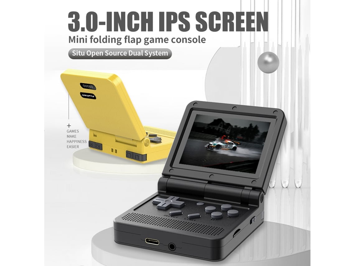 Consola De Juegos Portátil Powkiddy Con Pantalla Ips De 3 Pulgadas, 15 Emuladores Y Diseño Plegable Portátil.
