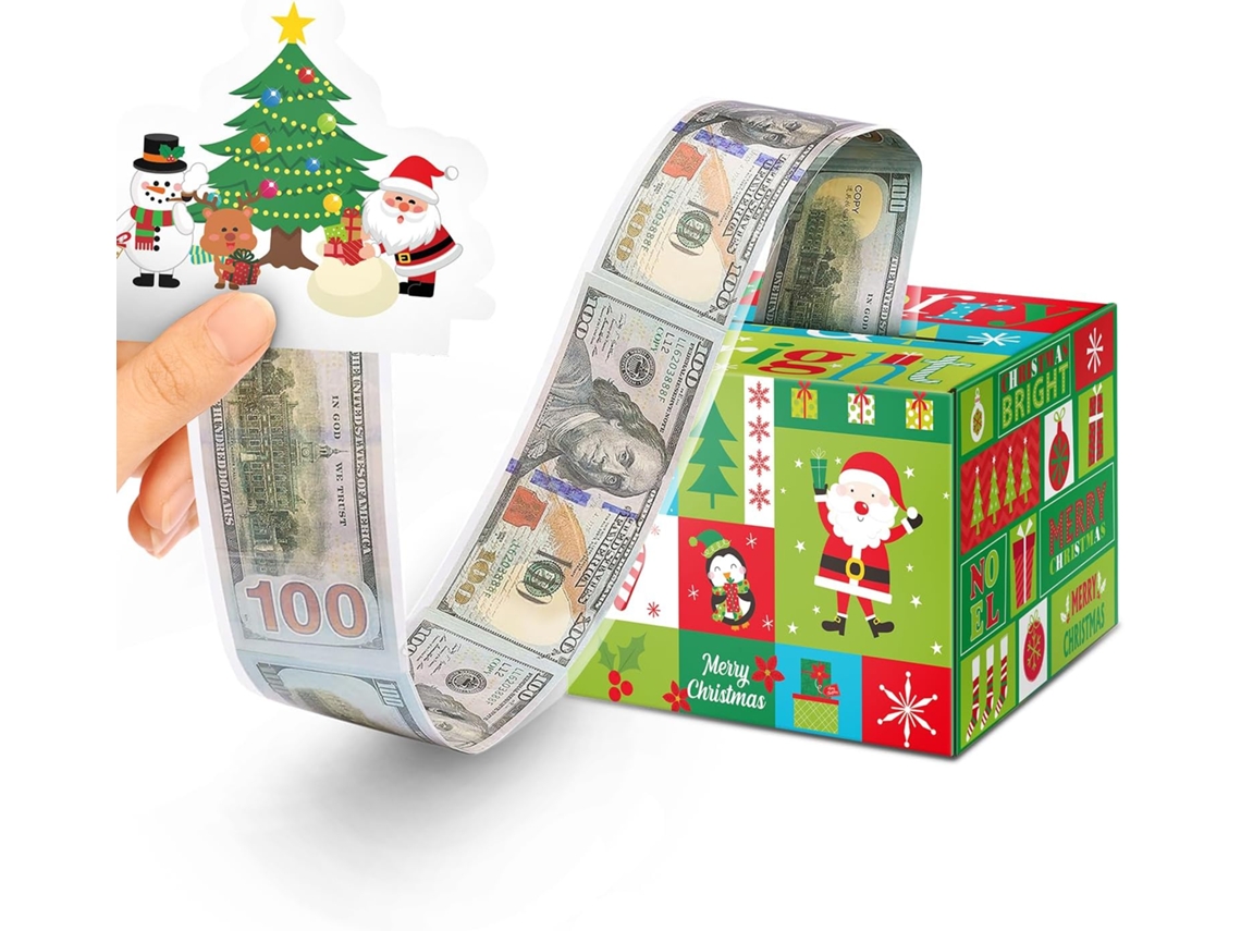 Caja de regalo navideña para dinero verde, organizador de dinero DIY con 50 bolsas transparentes Aeuzwr