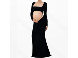Vestido De Maternidad Para Fotografía, Vestido Largo De Maternidad Negro Sin Espalda Talla L Panoona