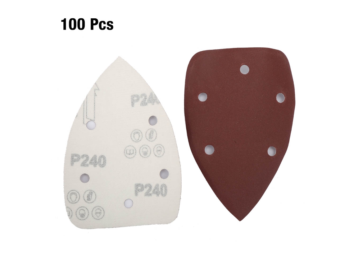 100 Piezas Lija Triangular Con 5 Agujeros Para Pulir Y Esmerilar 140*140*90mm 240 Rojo