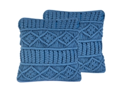 Conjunto de cojines decorativos estilo boho BELIANI Karatas de Algodón Azul 45x45x12