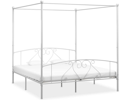 vidaXL Estructura de cama con dosel de metal 180x200 cm blanco
